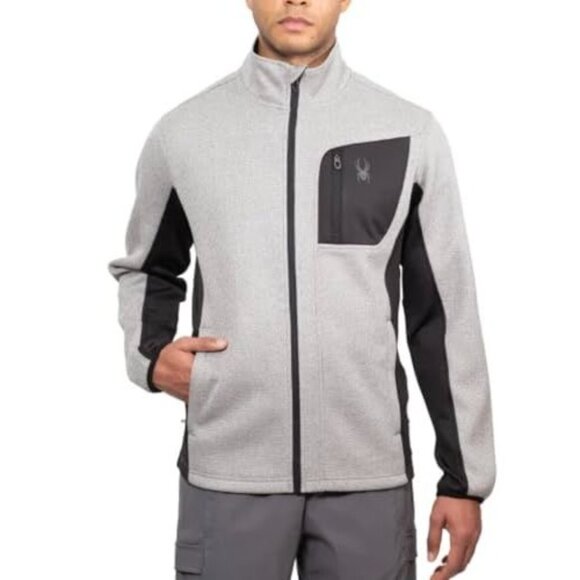 Spyder Men's Relaxed Fit Full Zip Jacket, L, Gray, New - Picture 4 of 13